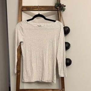 Vineyard Vines Women's Long Sleeve Striped Top - White and Gray